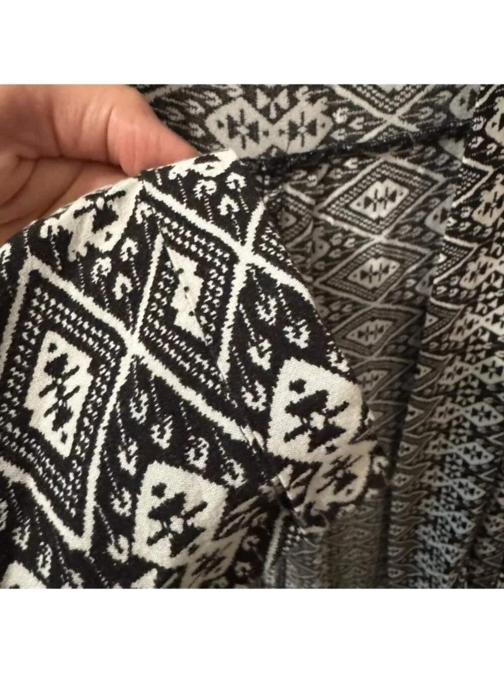 Hollister Redondo Kimono Blazer Sz M Black White Southwestern Print 3/4 Sleeve - Picture 7 of 9